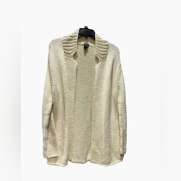 Eileen Fisher Pale Yellow Chunky Cardigan Sweater Large...